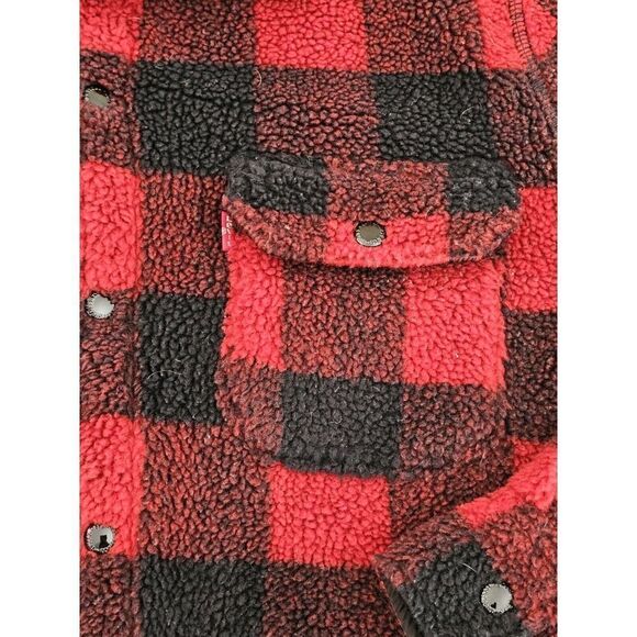 VTG Levi's Men's Buffalo Plaid Sherpa Trucker Jacket Size Medium Snap Button - Picture 6 of 16